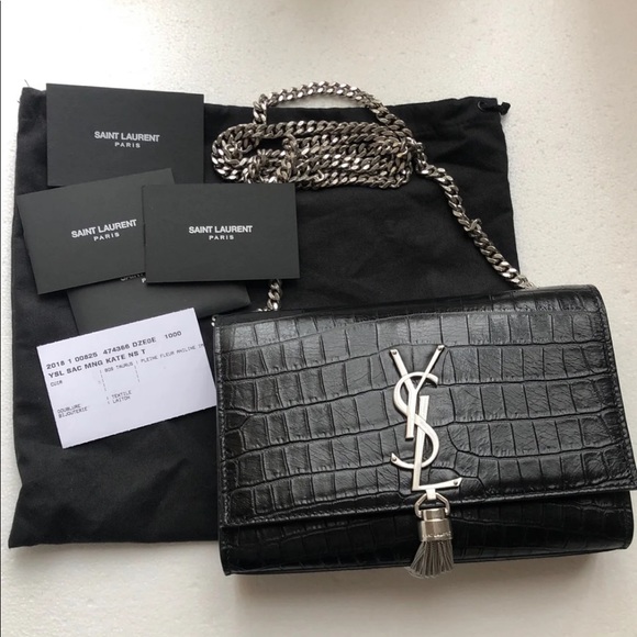 Yves Saint Laurent Bags Ysl Kate Embossed Crocodile Small Crossbody